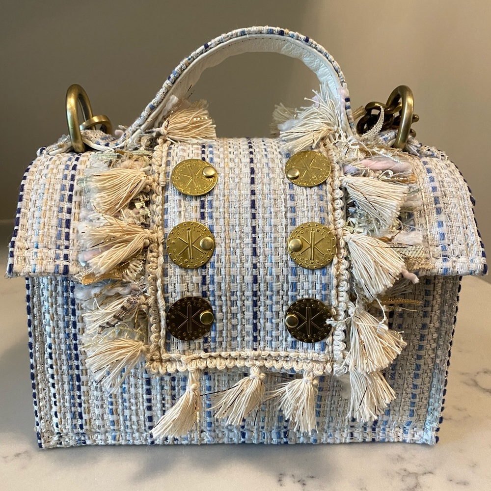 Kooreloo Tweed Bag w/tassels & gold coins